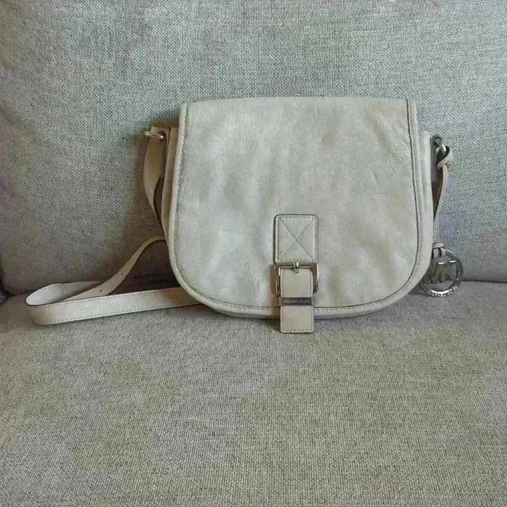 Michael Kors White Leather Saddle Bag